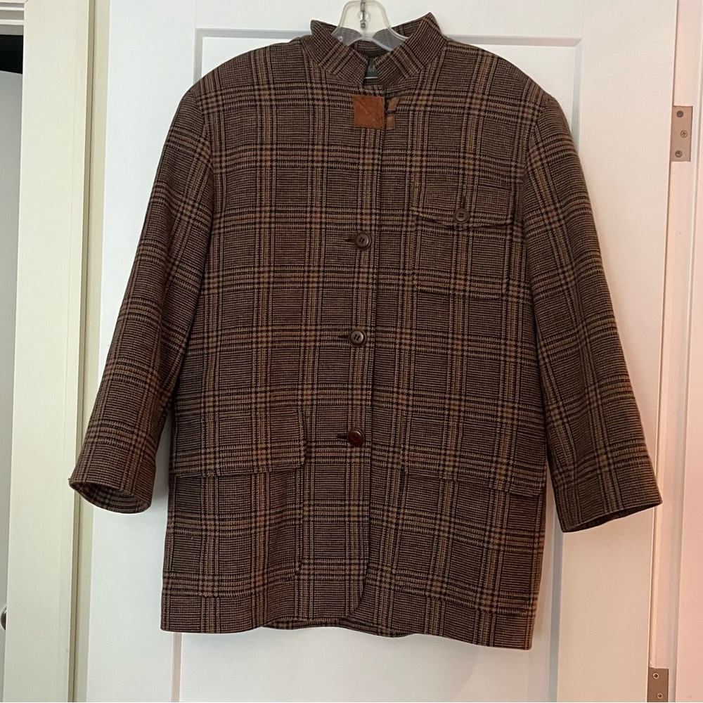 Vintage Wool Harve Bernard Check Plaid Chore Hunting Coat